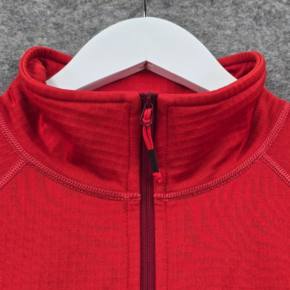 Berghaus Mens Fleece Pullover Size L Red 1/4 Zip Grid Tech Hiking Mid Layer